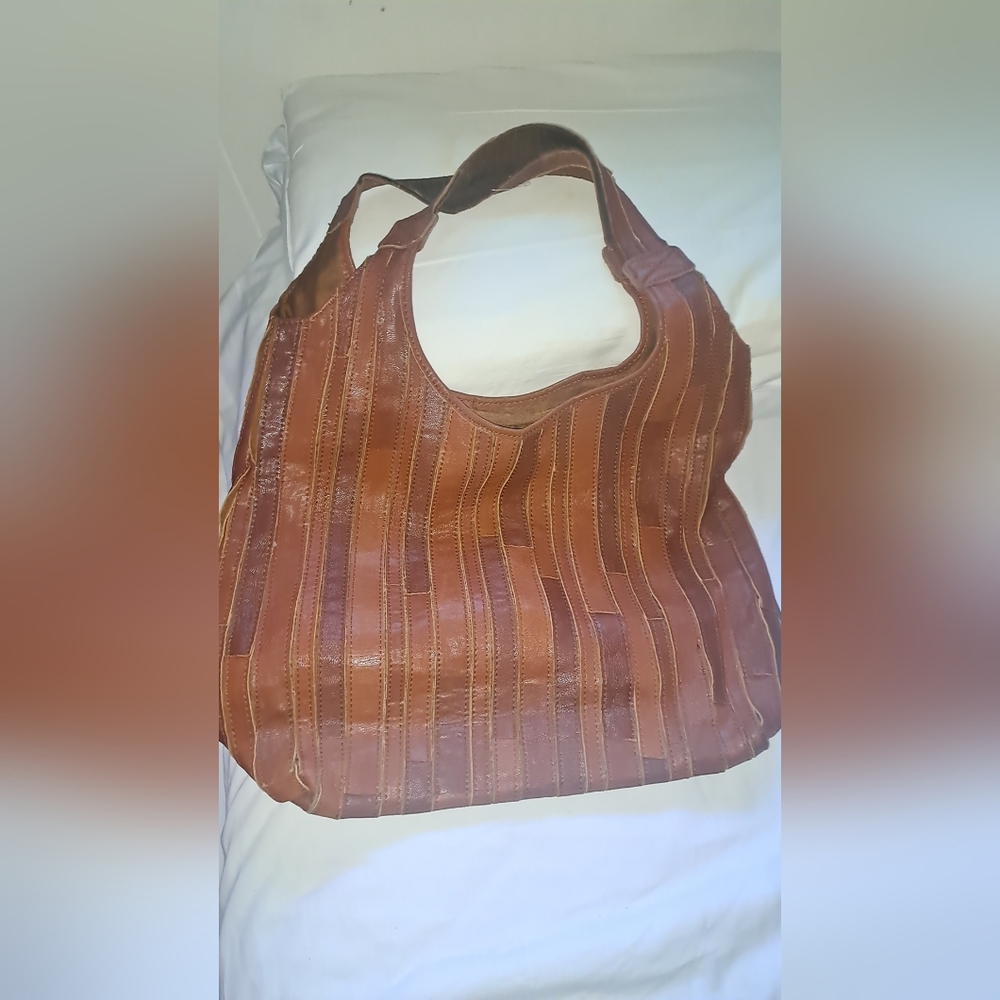 Chocolate blu  leather shoulder purse